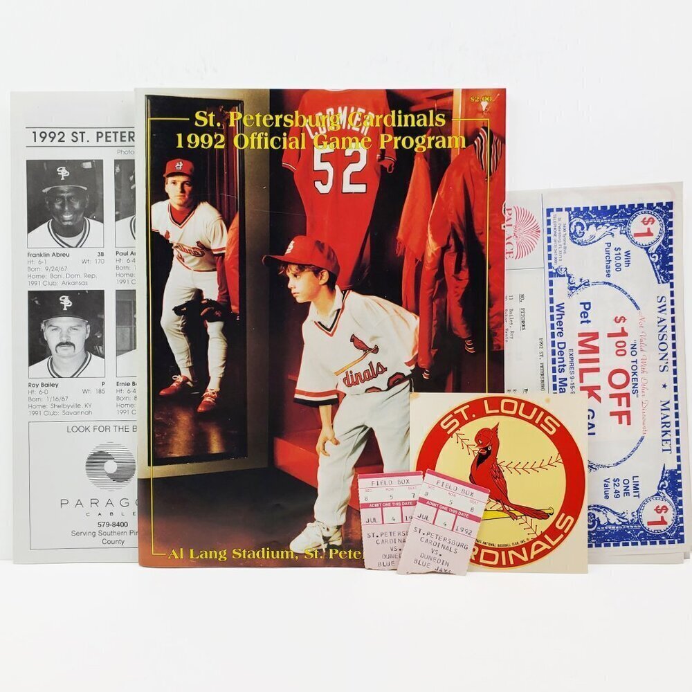 St. Petersburg (Louis) Cardinals 1992 Program Inserts Stubs Decal 90s MLB